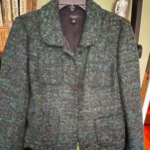 Teal Tweed Boucle Suit - Jacket and Skirt